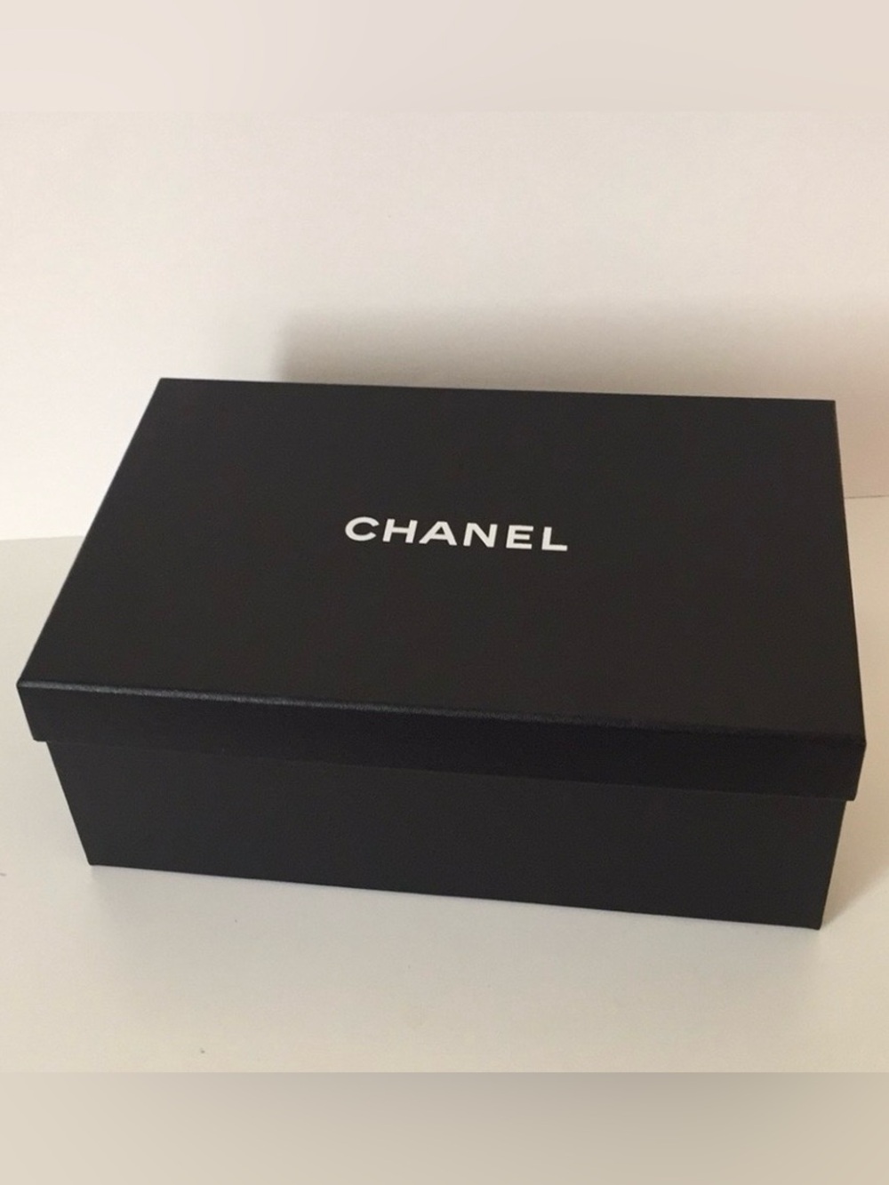 CHANEL Black and White Logo empty shoe Box - authentic w/ silk paper